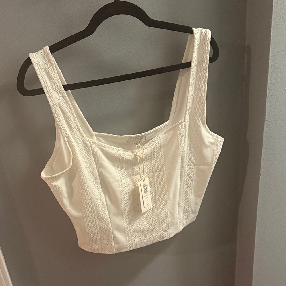 Z Supply Ivory Textured Sleeveless Crop Top